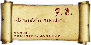 Fábián Miklós névjegykártya