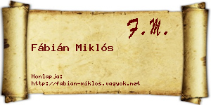 Fábián Miklós névjegykártya